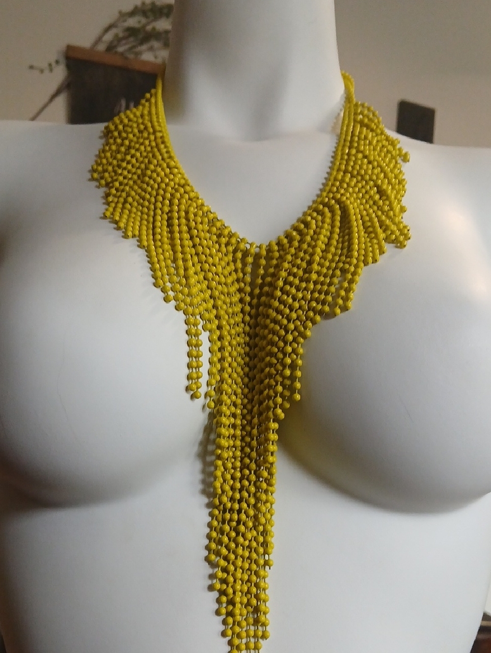 Baublebar Bib Choker Style Long Beaded Fringe Boho Festival Statement Necklace